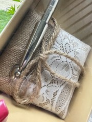 Burlap&Lace Guest Book Matching Pen His&Hers Bridal Wedding Rustic Country NIB