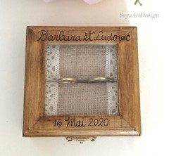 Rustic Country Barn Wedding Ring Box Holder. Wooden Ring Bearer Box Personalized