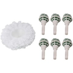6 Wedding Bridal Bouquet Holder Handles with 6 White Lace Collar Flower2240