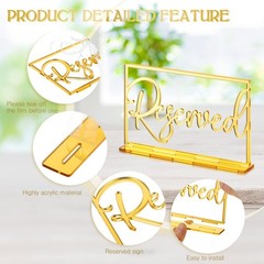 6 Pieces Acrylic Reserved Table Sign Wedding Signs for Tables Acrylic Standin…