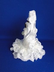 New Vintage Wilton Petite «Heart of Fancy» Wedding CakeTop, white tux, 104-931