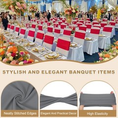 25 Pcs Spandex Chair Sashes Bows with Slider Buckle, Dark Gray