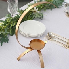 Gold 13 in Half Moon Shaped Metal Pillar CANDLE HOLDER Centerpiece Party Events
