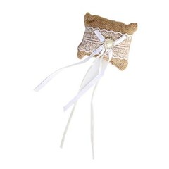Hessian Burlap Lace Bridal Wedding Ring Pillow 10 x 8cm Small Vintage Burlap