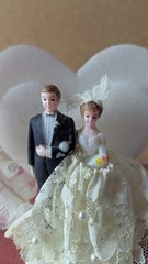 Vintage MCM Bride and Groom Wedding Anniversary Cake Topper