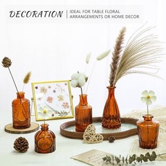 Glass Bud Vase Set, Small Dark Brown Flower Vase for Centerpieces, 12Pcs Amber