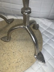 West Elm Set/2 WROUGHT ALUMINUM CANDLE STAND CANDLE HOLDER PILLER 18.5” & 12”