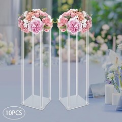 Acrylic Vase Set Wedding Flower Stands 10 Pieces 23.6 Inch Tall Clear Plastic