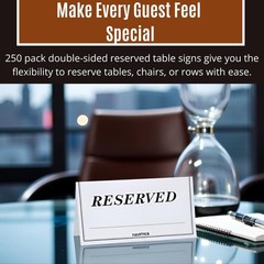 Pack of 250 Paper Reserved Table Signs – Elegant Double-Sided Tent Cards |