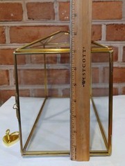 Gold Glass Wedding Card Box with Lock Large Geometric Reception Decor
