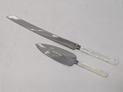 Vintage Treasure Masters Pearl Handle Wedding Cake Knife And Server Set