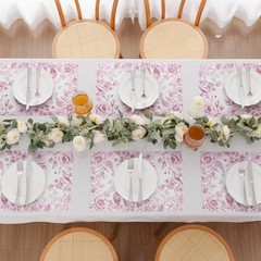 Pink Flower Bird Disposable Paper Placemats 11×17 inch, 50 PCS Flower Pink