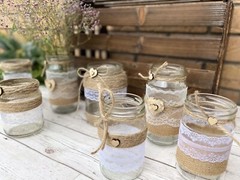Rustic Wedding Jars Mixed Glass Table Centrepiece Love Heart Hessian Vintage X7