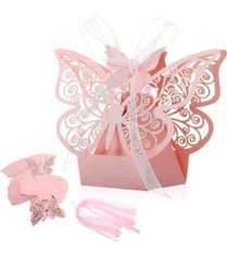 Pink Butterfly Party Favor Boxes Wedding Bridal Baby Shower