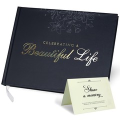 Only Zest Funeral Guest Book for Memorial Service Black