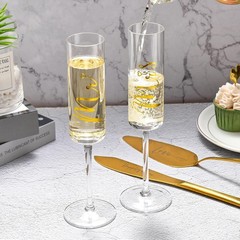 Elegant Gold Wedding Cake Knife & Server Set with Mr & Mrs Champagne Flutes