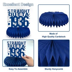 LINAYE 90th Birthday Decorations for Men – Blue and Silver Blue,