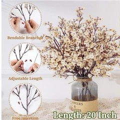 Fake Flowers Artificial Flowers, Real Touch Silk Flowers Faux 5 Pcs Champagne