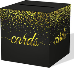 Black Gold Cards Box for Birthday, Wedding, Bridal or Baby Shower, Graduation, A