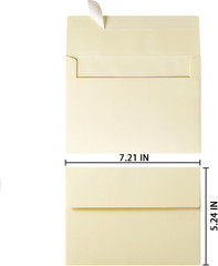 50 Pack 5 x 7 Envelopes Colored Self Seal for Wedding One Size Cream