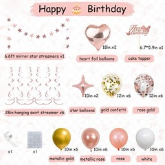 27th Rose Gold Birthday Decorations for Women, 55 PCS Birthday Party Packs | …