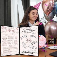30th Birthday Decorations for Her or Women, Black Pink Back in 1996 Poster, 3…