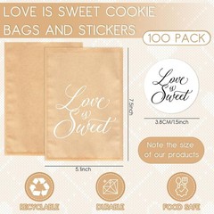 100 Love Is Sweet Treat Bags for Wedding Bridal Shower Engagement Party STICKERS
