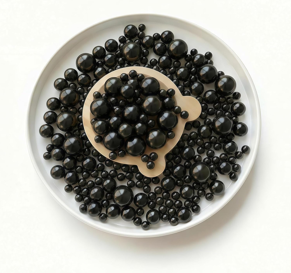 260Pcs Black Vase Filler Beads for Centerpieces,No Hole Faux Pearl 8/14/20Mm,For