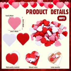 80 Pieces Valentines Day Foam Heart Vase Fillers Valentine Heart Decor Pink