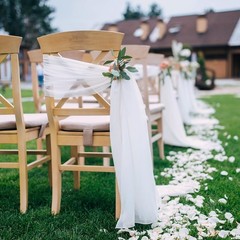 Fanqisi White Chair Sashes 16 Packs 8ft Long Aisle Wedding 16Pcs,