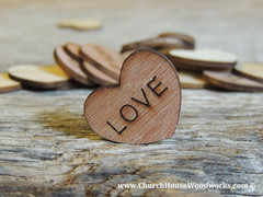 Wooden Heart Confetti ~ Love ~ Wood Hearts, Wood Confetti Engraved Love Hearts-