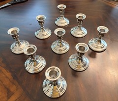 9 Silver-Colored Taper Candle Holders for Wedding Party Centerpieces Decorations