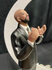 Beard Face Bald African-American Groom Wedding Cake Topper White or Black Bride