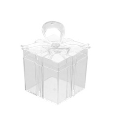 12 Clear 3″ Square Bow Top Design Favor Boxes Gift Holders Party Decorations