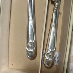 Lenox 2-Pc Silver Metal Cake Knife & Server Set, Scroll Handles, Glossy