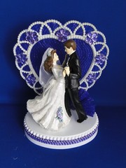 New Elegant Wedding Dancing Couple Caketop, Crystal Heart, purple decor #347