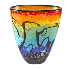 Modern Murano Style Art Glass Colorful Centerpiece Allura Oval Vase, 7 Inches