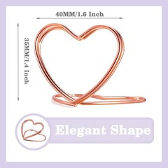 Gold Table Number Place Card Holders 32 PCS, Heart Shape Photo Card Stand
