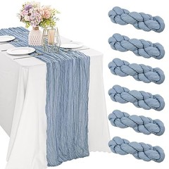 6 Pieces 10FT Cheesecloth Table Runner Boho Gauze 35″ x 120″-6 Pack Dusty Blue