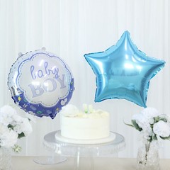 5 BLUE Round Carriage Stars Baby Shower Mylar Foil BALLOONS Set Party Events