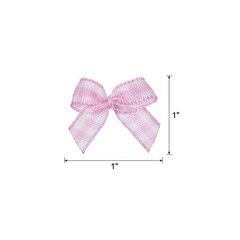 100Pcs Mini Gingham Ribbon Bow 1″ Checkered Ribbon Bows Pink and White