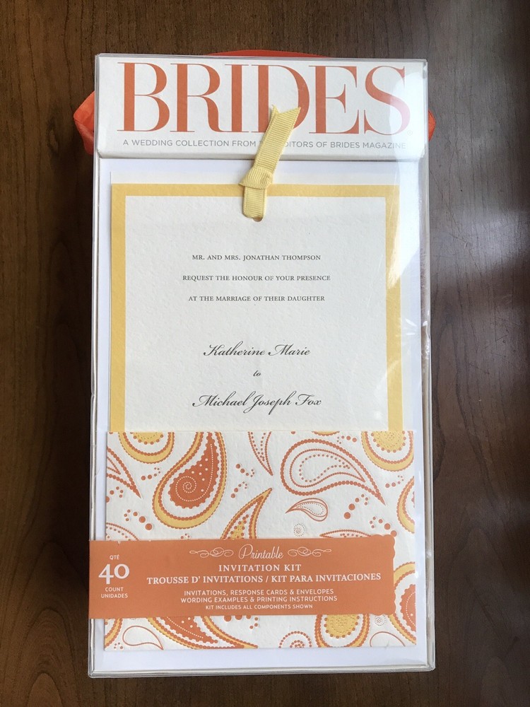 Brides Printable Invitation Kit – Orange Paisley 40 Ct- New in Package