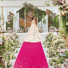 Hot Pink Carpet Runner for Party Wedding Aisle Sequin Sparkly Rug for Prom Ce…