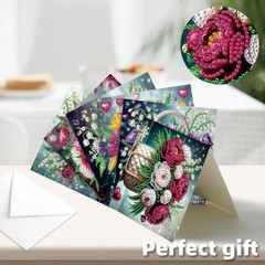 C’eitura 12Pcs Flower Bouquet Diamond Art Painting Greeting Card Kit with Env…