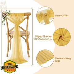MDS Gold Chair Sashes Bows 50 pcs