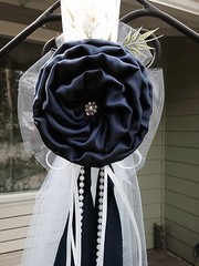 Set of 10 Navy Blue Pew Bows, Chair Bow, White Wedding Church Aisle decorations