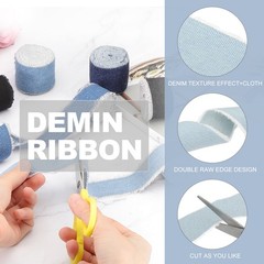 Uxcell Denim Ribbon, 6 Rolls 1.5»×2 Yard Fringe, for Light Grey