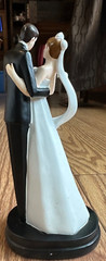 STUDIO HIS AND HERS WEDDING CAKE TOPPER BLACK AND WHITE 7″ TALL
