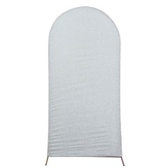 6 ft SILVER Metallic Fitted Spandex Round Top Arch STAND COVER Party Events