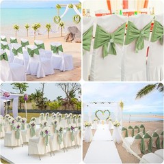 50 PCS Sage Green Satin Chair Sashes Bows Universal Chair Ribbon Ties Back Sa…